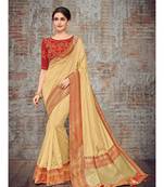 beige woven art silk saree with blouse