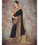 black woven art silk saree with blouse