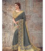 grey woven art silk saree with blouse