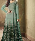 Green embroidered faux georgette salwar