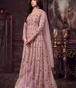 Light-lavender embroidered net salwar