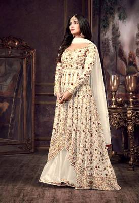 Off-white embroidered net salwar 1