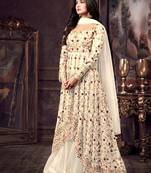 Off-white embroidered net salwar
