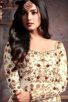 Off-white embroidered net salwar 2