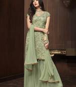 Green embroidered net salwar