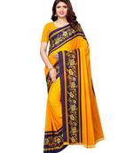 Yellow printed georgette saree with blouse