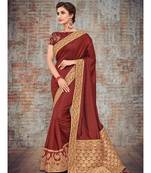 maroon woven art silk saree with blouse