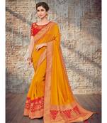 yellow woven art silk saree with blouse