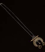 Elegant  Oxidisied Silver & Gold  Look  Brass   Necklace With Pink & Green Beads For Women & Girls