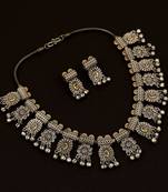 Exquisite Peacock Oxidised Gold & Silver Brass Necklace Set With Crystal  Beads For Women & Girls