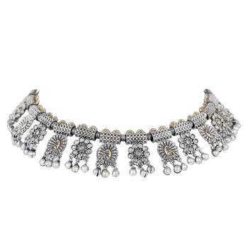 Exquisite Peacock Oxidised Gold & Silver Brass Necklace Set With Crystal  Beads For Women & Girls 2
