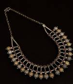 Fascinating Brass Oxidised Gold & Silver  Necklace With Pink Beads For Women & Girls