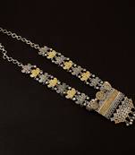 Stunning Brass Oxidised Gold & Silver  Necklace With Pink  & Green Beads For Women & Girls