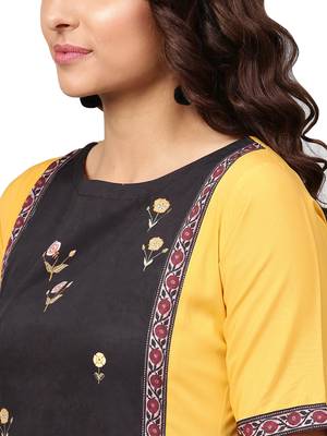 Mustard printed crepe kurti 3