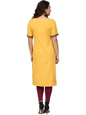 Mustard printed crepe kurti 4