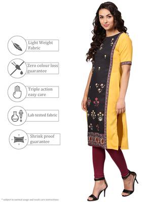 Mustard printed crepe kurti 5