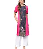 Pink printed crepe kurti