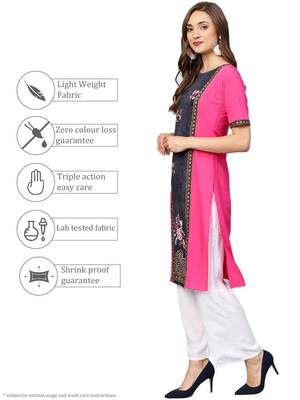 Pink printed crepe kurti 2