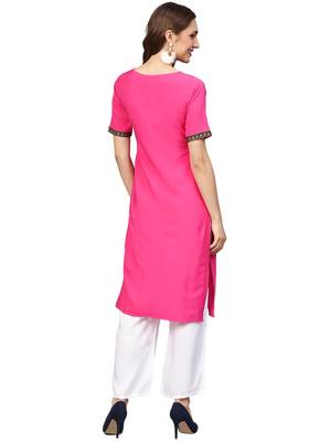 Pink printed crepe kurti 5