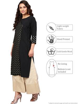 Black printed crepe kurti 2