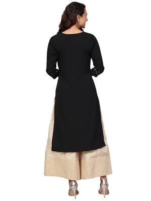 Black printed crepe kurti 5
