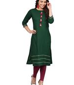 Dark-green plain rayon kurti