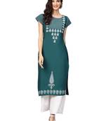 Dark-green printed crepe kurti
