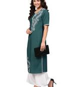 Dark-green printed crepe kurti