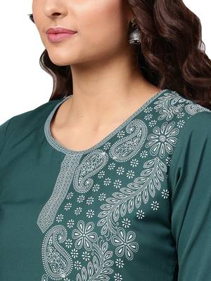 Dark-green printed crepe kurti 3