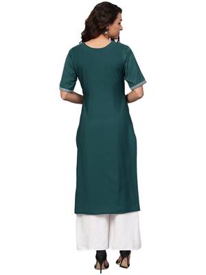 Dark-green printed crepe kurti 4