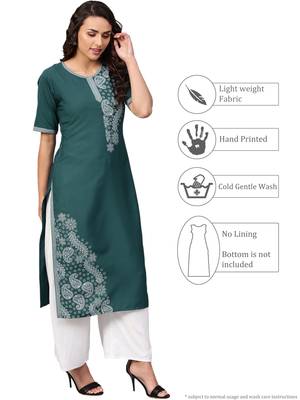 Dark-green printed crepe kurti 5