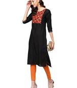 Black printed cotton kurti