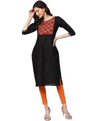 Black printed cotton kurti 2