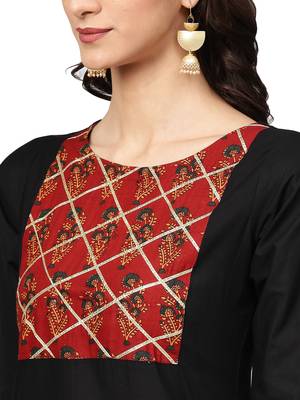 Black printed cotton kurti 3