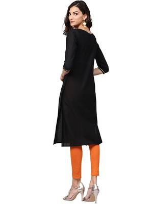 Black printed cotton kurti 4