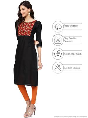 Black printed cotton kurti 5