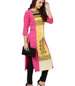 Pink printed crepe kurti