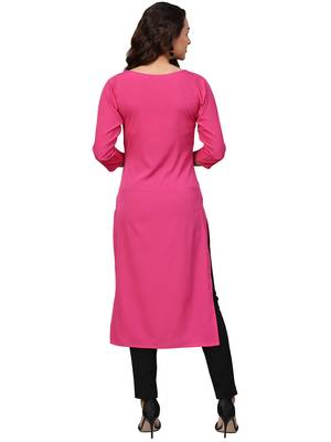Pink printed crepe kurti 4