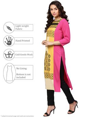 Pink printed crepe kurti 5