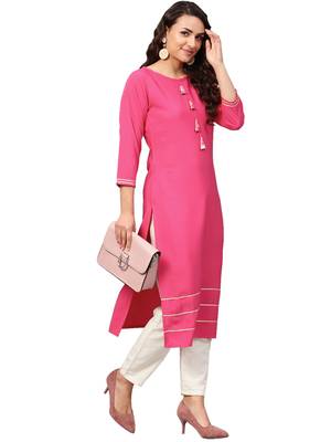 Pink plain crepe kurti 1