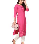 Pink plain crepe kurti