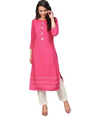 Pink plain crepe kurti 2