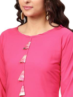 Pink plain crepe kurti 3