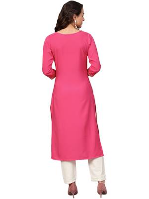 Pink plain crepe kurti 4