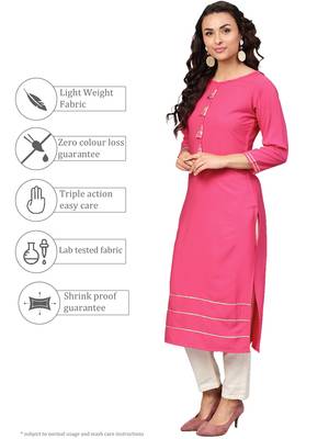 Pink plain crepe kurti 5
