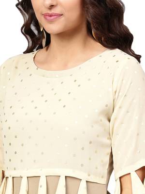 Beige printed crepe kurti 3