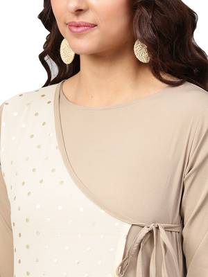 Beige printed crepe kurti 3