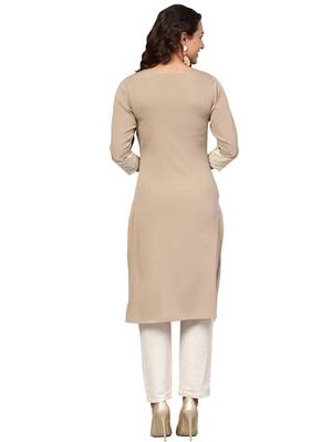 Beige printed crepe kurti 5