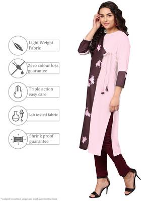 Pink printed crepe kurti 2