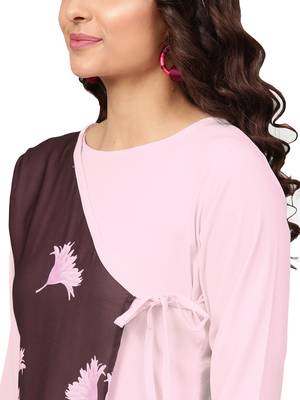 Pink printed crepe kurti 3